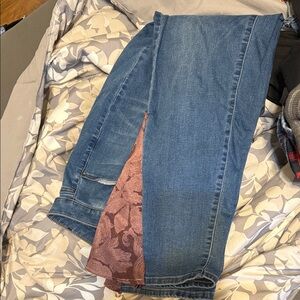 Talbots Blue Flare Jeans with Pink Accent